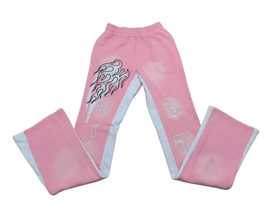 Pink flare sweat pants